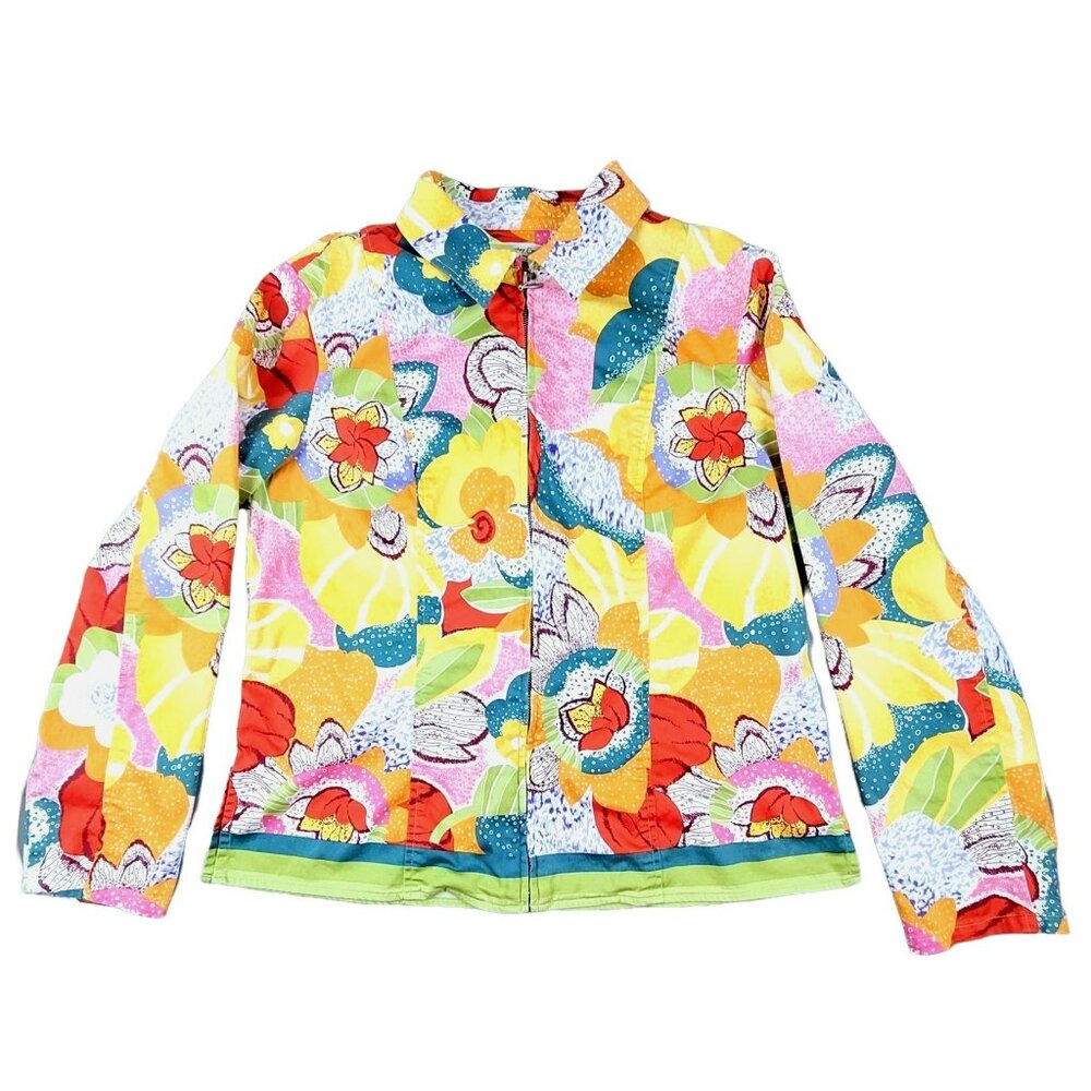 Coldwater Creek Womens Jakcet Multi Colored Floral Geometric size Medium JH1202
